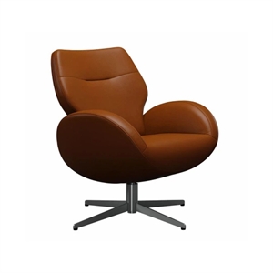 Paz loungestol - Classic læder cognac - Børstet stål/sortlakeret stål sokkel - Stærk pris